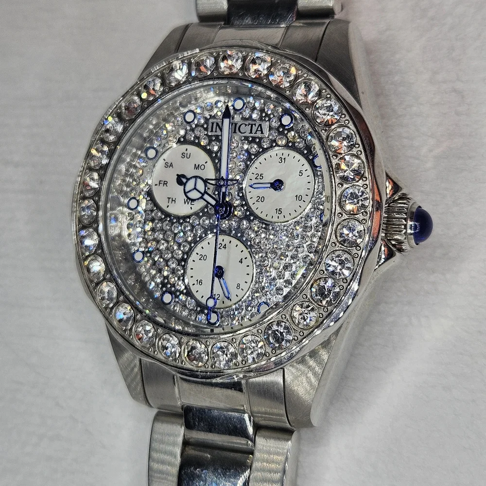 Invicta Angel Lady 28457 Crystals Silver MOP 38 mm Steel Quartz Women's Watch